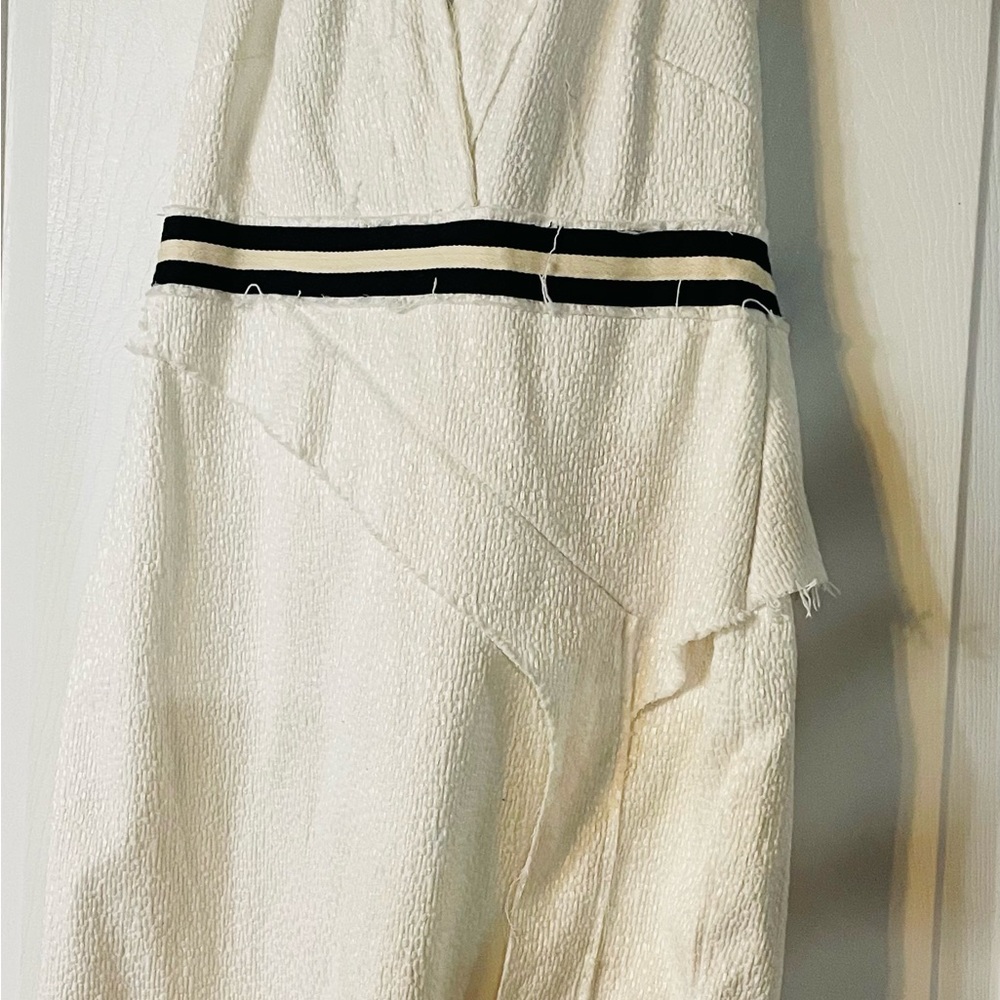 VENUS Deconstructed Cream Textured Dress with Black Accent
